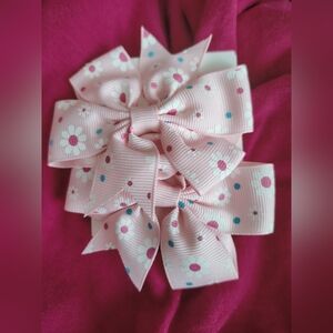 Pink Floral Bow Hair Clip